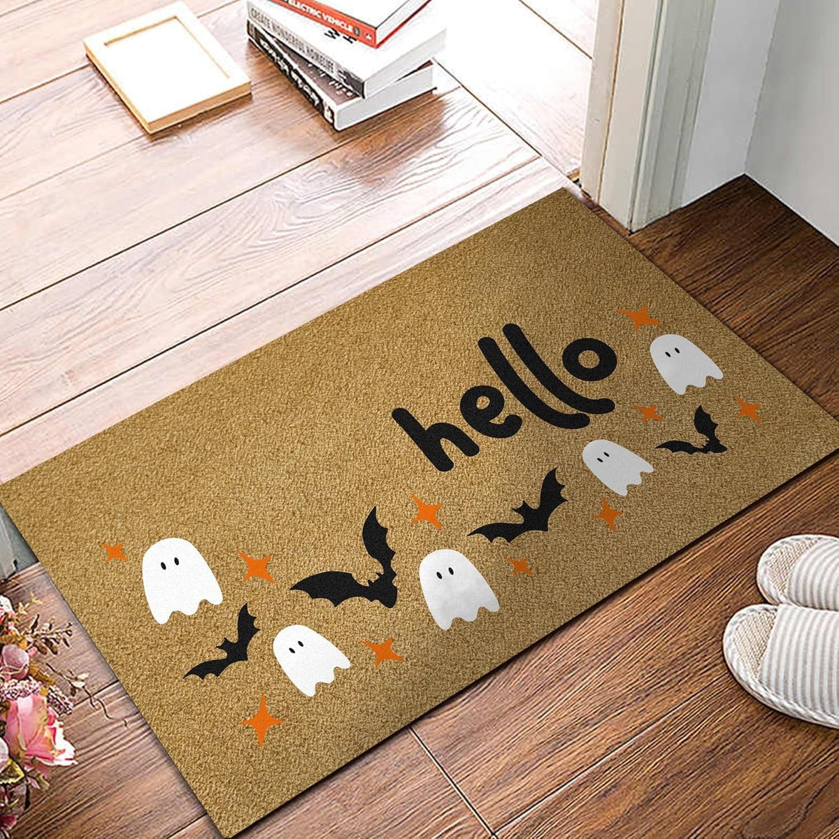 Jinswick Fall Welcome Doormat, Fall Pumpkin Front Door Outdoor Doormat Outdoor Entrance Porch Non-Slip Rubber Floor Mat Fall Halloween Thanksgiving Farmhouse Decoration 16" x 24"