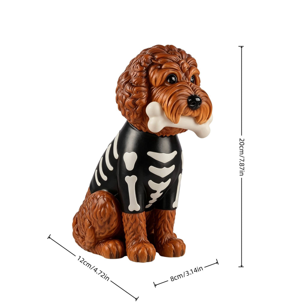 Clearance! Halloween Light‑Up Dog Figurine, 7.9in Scarecrow Dog Statue with Glowing Pumpkin, Waterproof Resin Table Yard Decor
