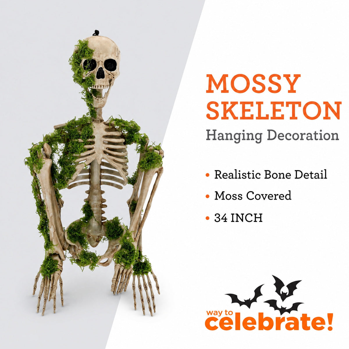 Moss Skeleton Decoration, Multicolor, 35.4", Halloween by Way To Celebrate