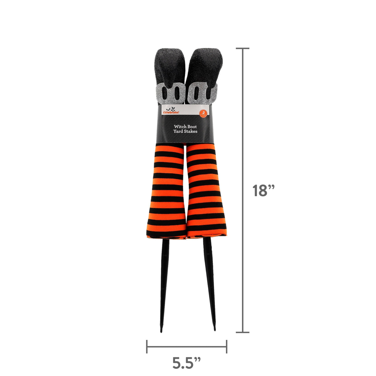 Witch's Boots Yard Stake Outdoor Decorations, Orange and Black, 18.1", 2 Count, Halloween by Way To Celebrate