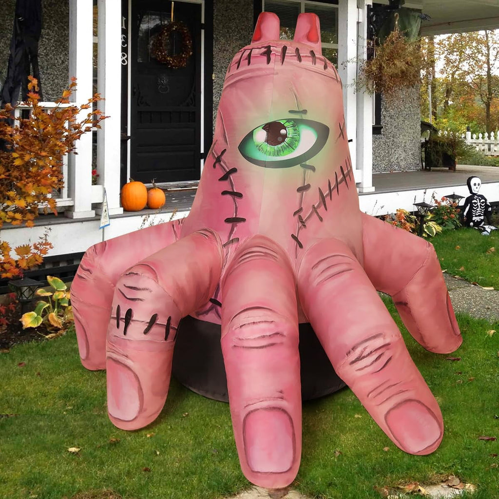 COMIN 6 FT Halloween Inflatables Hand Outdoor Decorations Scary Blow up Hand with Built-in LEDs for Indoor Party Garden Lawn Yard Decor