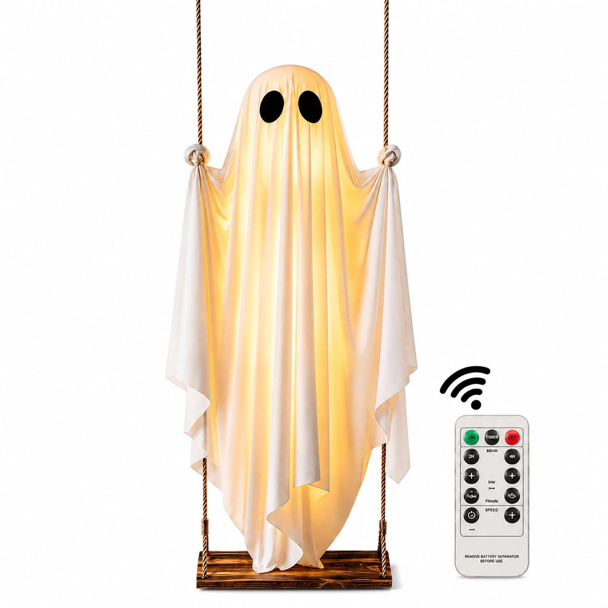 Gifts Under $20 Ghost Campfire Night Light, Flickering Flame Nightlight, Halloween 3D Cute Spooky Marshmallow Ghost Decoration for Bedroom, Spooky Season Home Halloween Decor for Ki*ds Adults