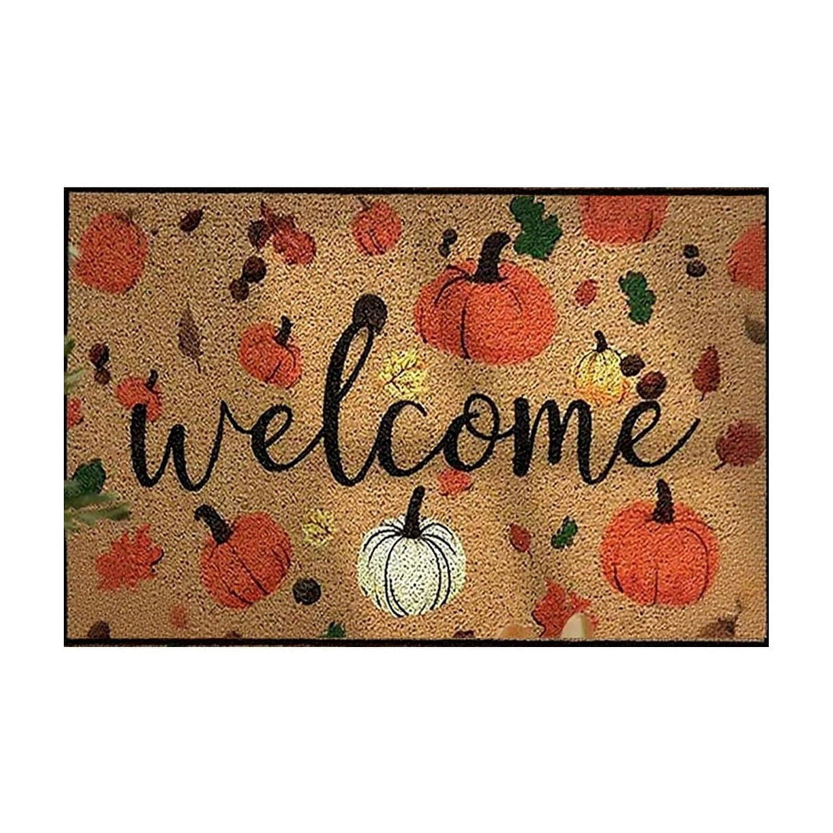 sruoe Fall Door Mat, Fade-Resistant Non-Slip Absorbent Halloween Decor, Happy Halloween Door Mat for Outdoor with Low-Profile, Front Porch Garden Entryway, Durable Easy Clean