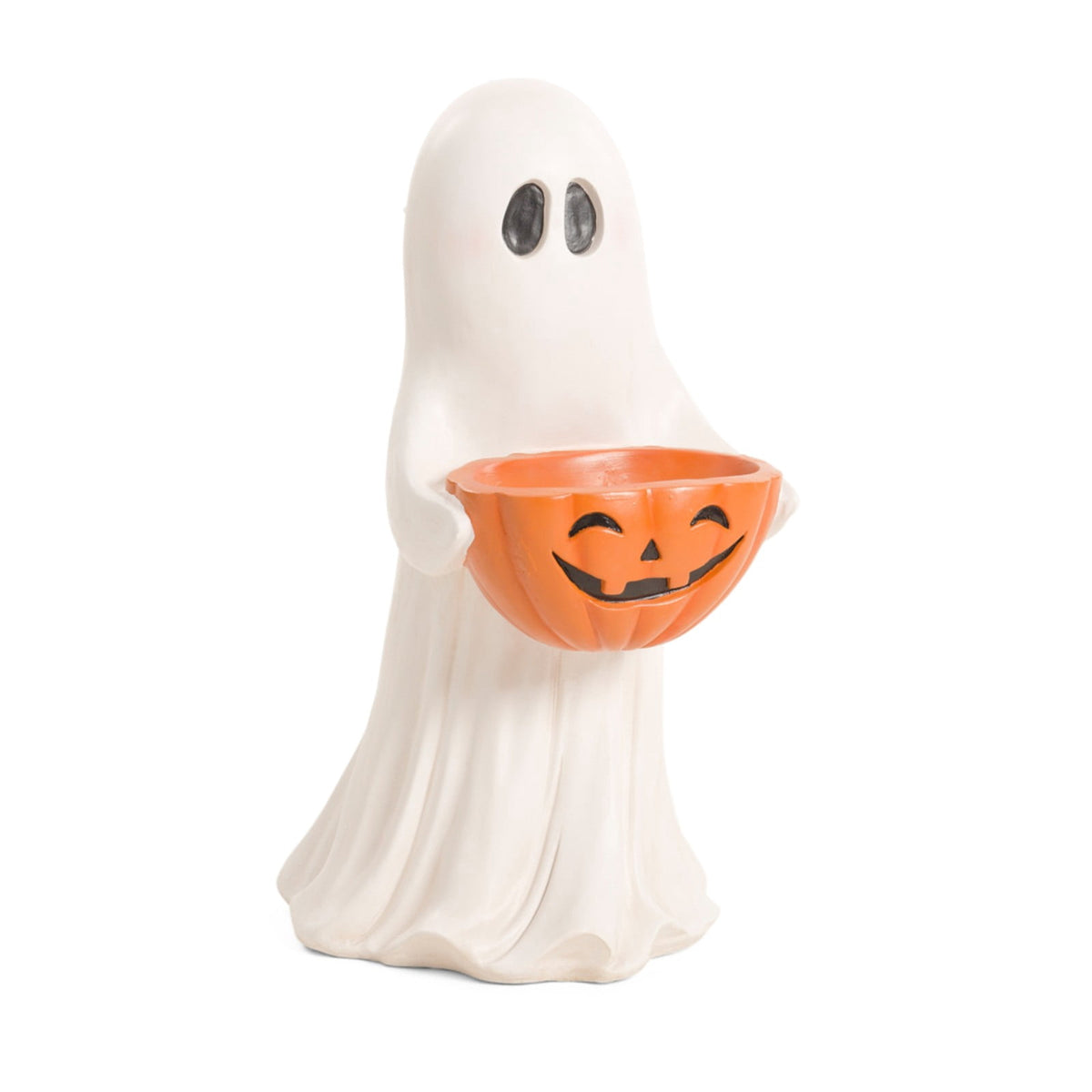 Halloween Decoration Ghost Figurine 11in Resin Ghost Statues with Pumpkin Candy Bowl for Outdoor Indoor Front Door, Porch Yard Lawn Party Decor