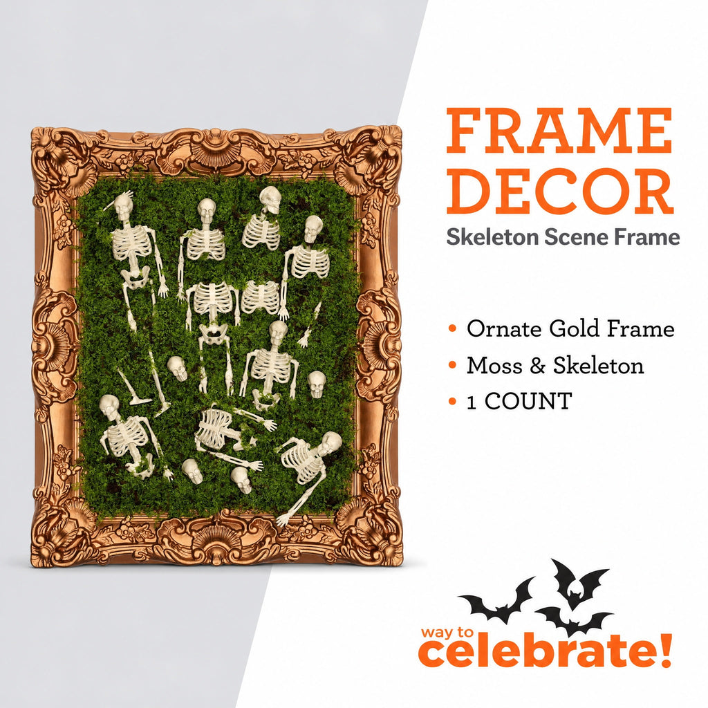 Skeleton Moss Framed Wall Art, Multicolor, 12" x 14.5", Halloween by Way To Celebrate