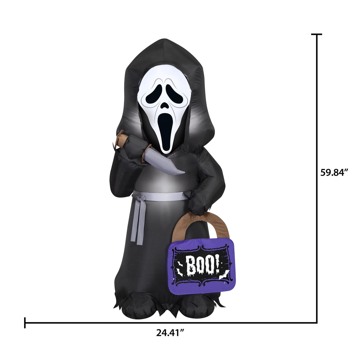 Airblown Halloween Yard Inflatables Light Ghostface with Treat Sack Fun World, 5 ft