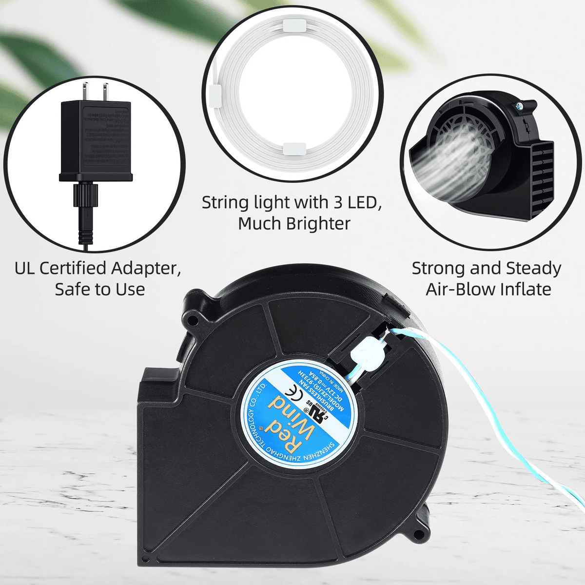 Air Blower for Inflatables, Air Fan Blower Replacement Motor for Garden Yard Inflatable Decor, 1.0A Fan Blower for Halloween Christmas Airblown Inflatables, 12V/ 1.0A Adapter