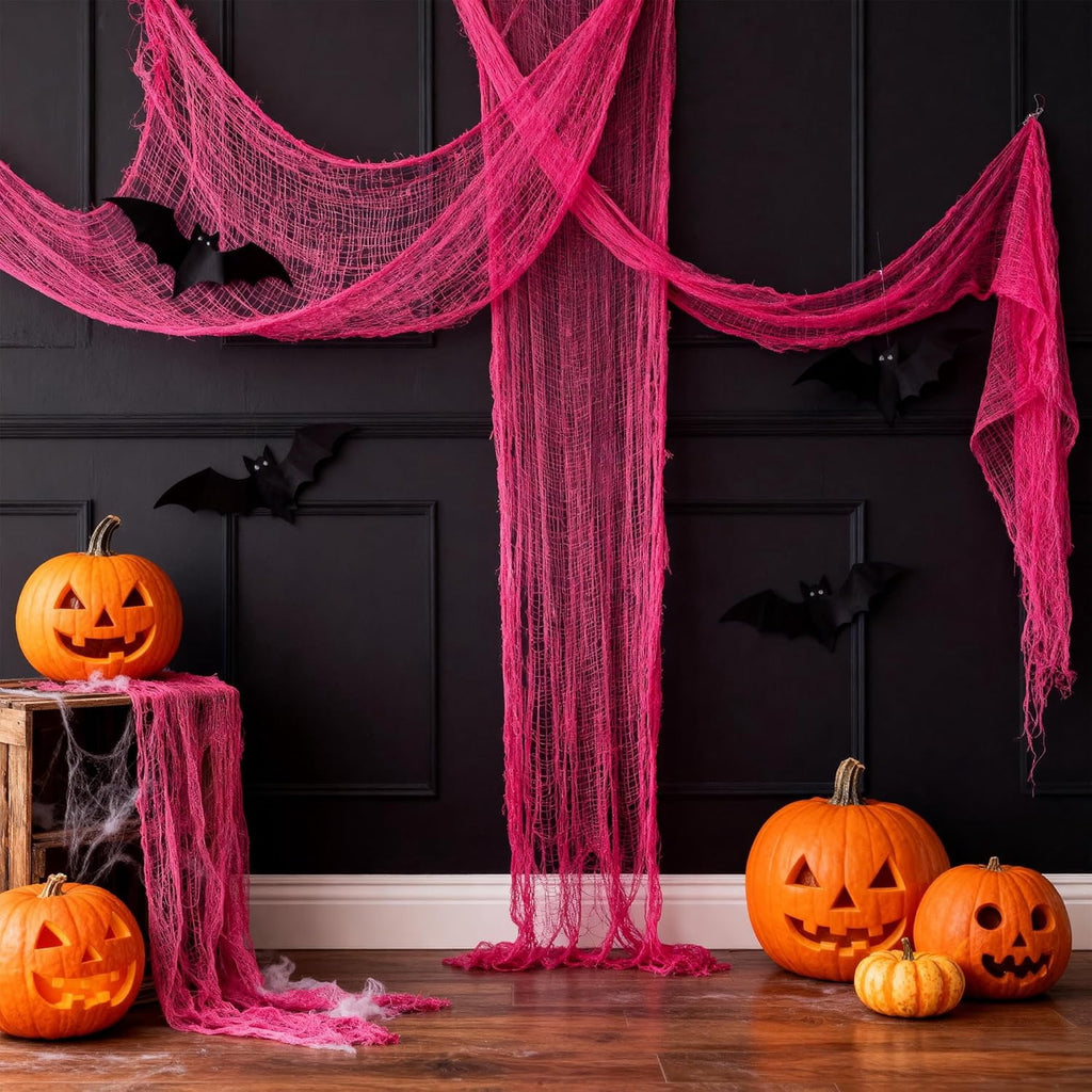 CQHVKQ 5 Pack of Halloween Creepy Gauze Cloth Decoration Set, Indoor Outdoor Black Scary Halloween Gauze Tapestry Decor, Spooky Decorations for Home, Yard, Haunted House & Party Supplies, 72" x 30"