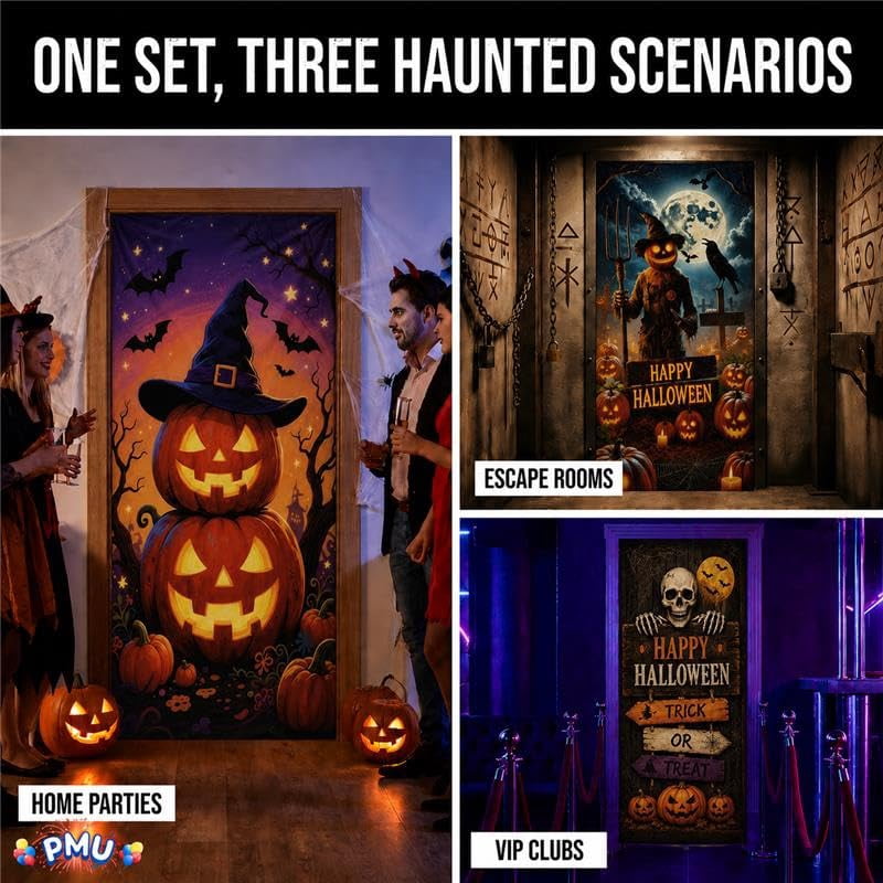 PMU Halloween Bathroom Door Cover, Halloween Decor, Door Decor