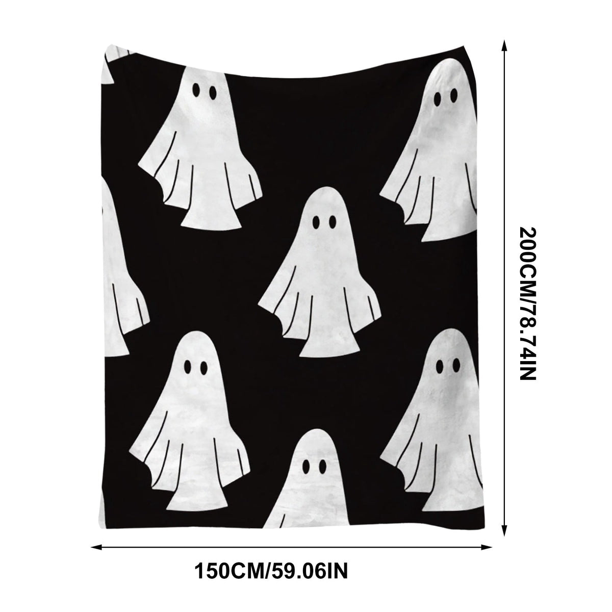Halloween blanket,Halloween Print Throw Blanket Flannel Soft Cozy Decorative Nap Blanket with Ghost Pumpkin Skull for Office Bedroom Sofa Camping Travel(100x150cm/39x59 Inch),Black