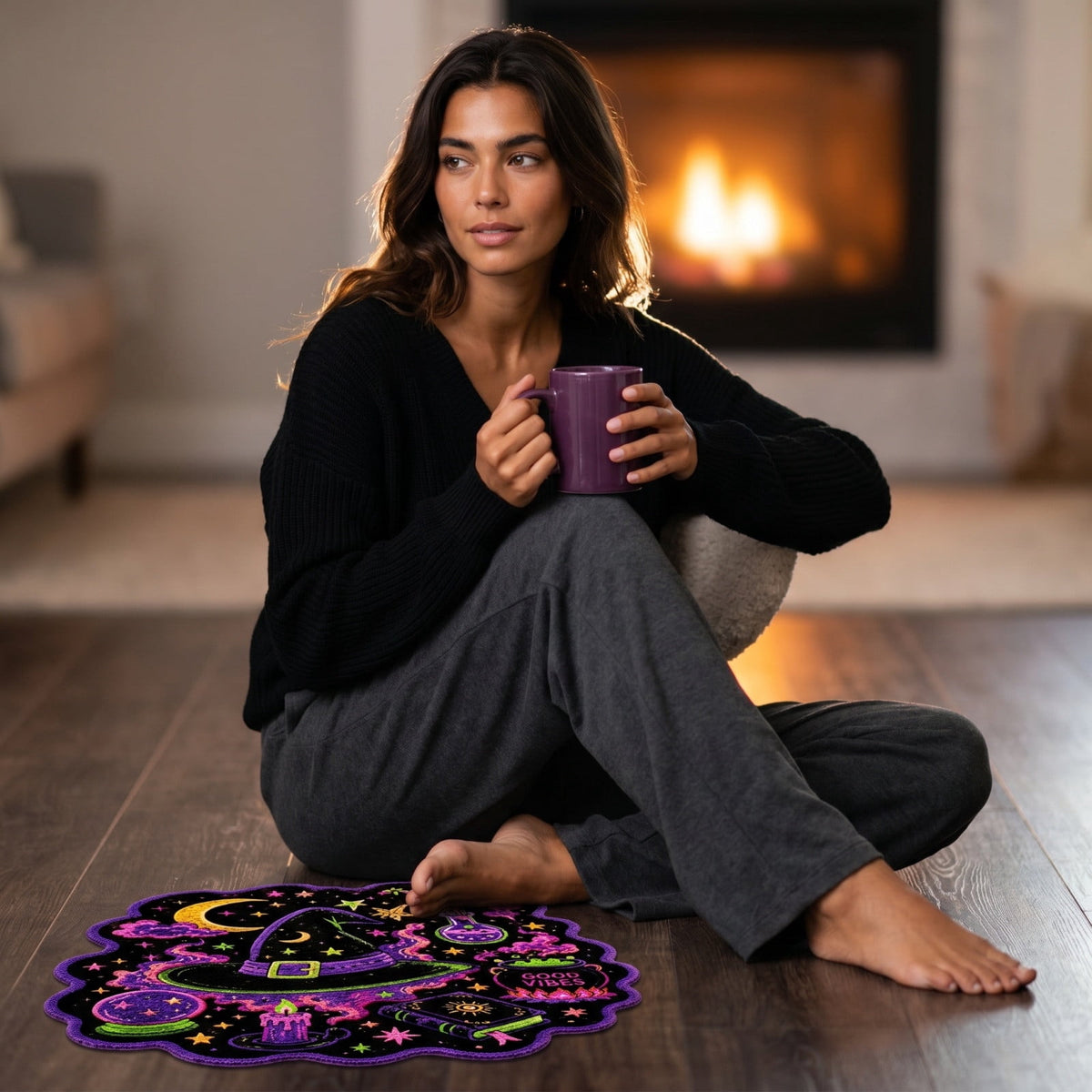 Halloween Round Rug Optical Ghost Pumpkin Mat 15.75in Diameter Polyester Skidproof & Soft for Entryway Bedroom Party by MPOISVA