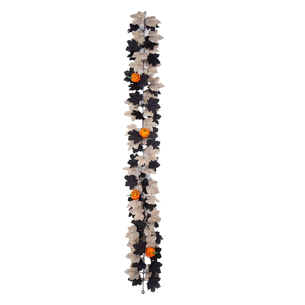 WKSCLPAI Halloween Maple Leaf Garland, Fall Vine Wreaths for Autumn Festivities Decor,Seasonal Garlands for Home,Halloween & Fall Decorations