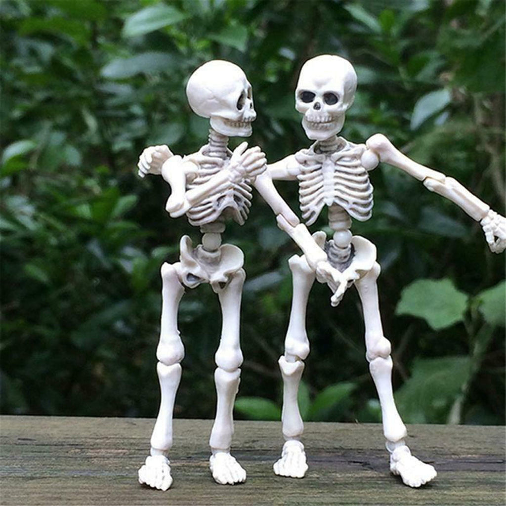 Fankiway Halloween Movable Skeleton Human Model Skull Full Body Mini Figure Toy , Decorations Skull Full Body Realistic Faux Human Skeleton Skull Decor