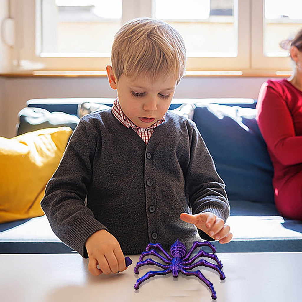 3D Printed Hell Skeleton Wolf Spider, Movable Contraction Spider Toy Ornament, Halloween Spider Decorations, Desktop 3D Printed Wolf Spider Toy for Halloween Decor