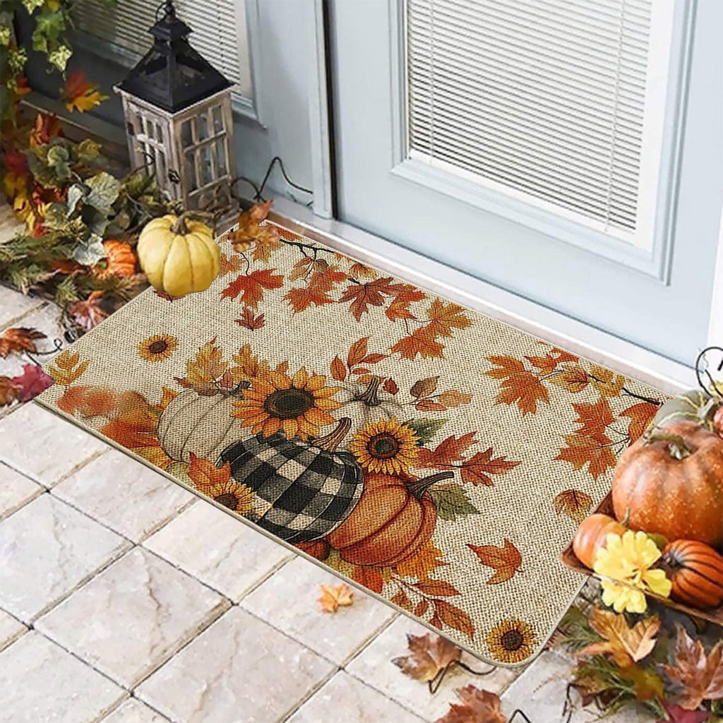 Halloween Door Mat Pumpkin Absorbent Skidproof Mat 23.62x15.35in Polyester Skidproof & Water Absorbent for Front Door Bathroom Kitchen Entryway Halloween Door Mat by MPOISVA