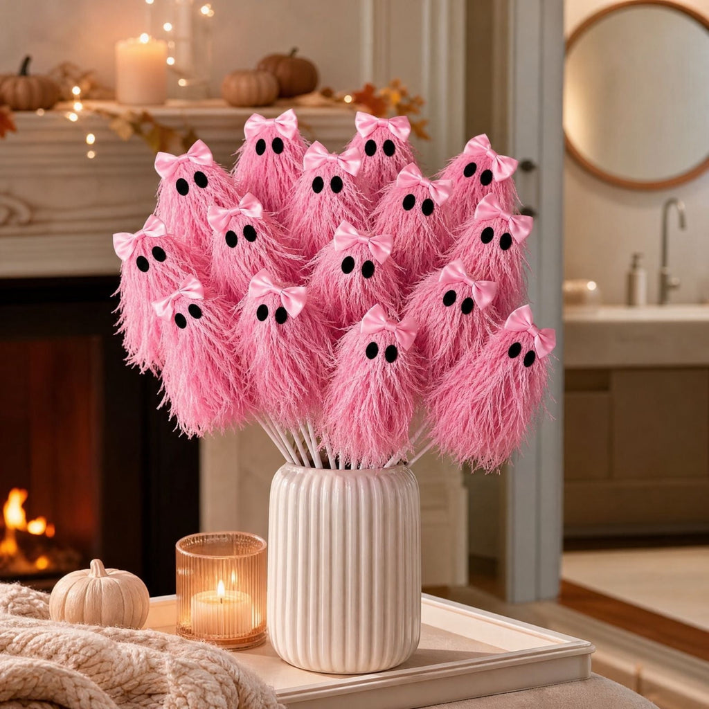 AuroraX Halloween Ghost Decor Outdoor Halloween Decoration Courtyard Tabletop Desktop Haunted Halloween Decoration for Yard Garden Pink