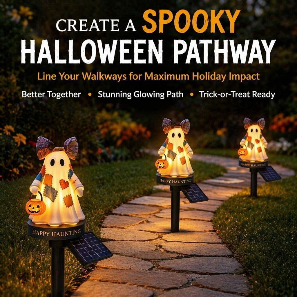 Clearance Halloween Solar Black Cat & Pumpkin Moon Garden Stake Light, Outdoor Waterproof LED Yard Decoration with Crescent Moon, Hanging Jack-o'-Lantern Lantern for Garden, Patio, Walkway, Porch