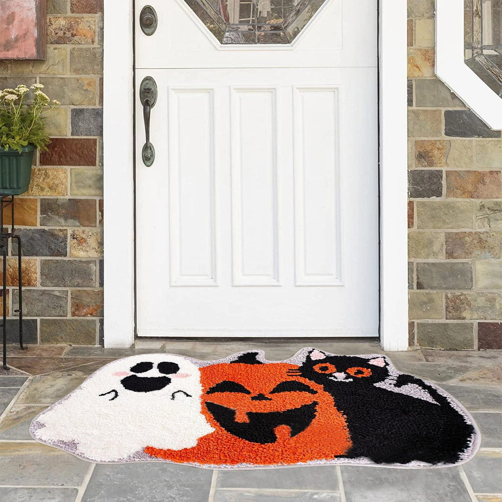 yulier Fall Pumpkin Bathroom Rug, Pumpkin Shape Bath Mat, Non-Slip Soft Kitchen Mat Doormat Orange Floor Mat Fall Decor, 24x16 Inch