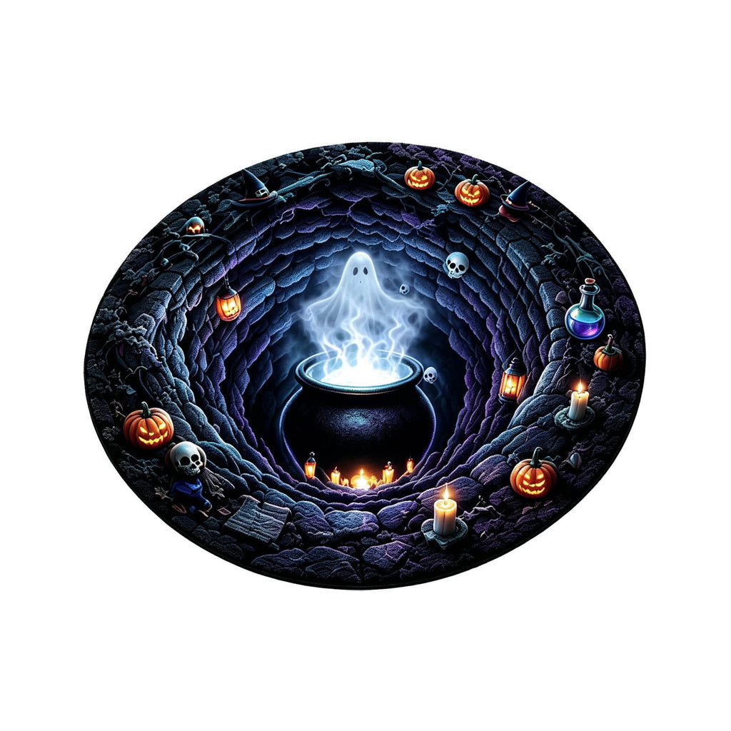Win s Way 3D Illusion Round Halloween Rug Optical Illusion Doormat Non- Washable Entryway Decor Spooky Fall Front Door Mat for Party Decoration Available in 15.8/23.6/31.5 Inch