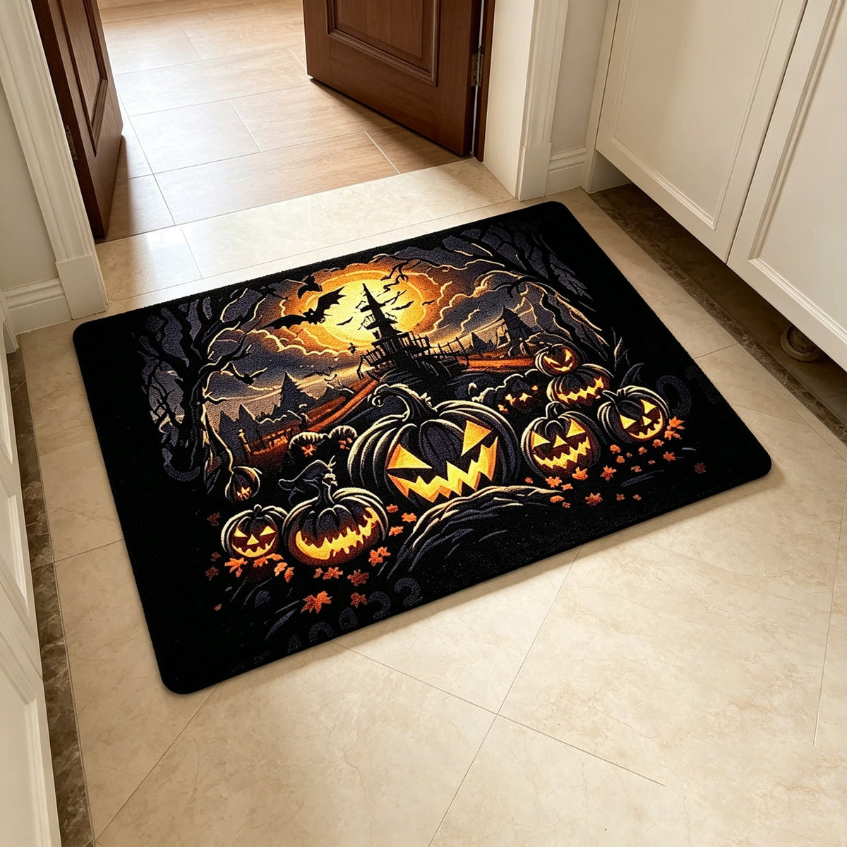 Front Door Mat Indoor Outdoor Entrance Rug, Semicircular Entrance Mat, Half Round Waterproo Non-Slip Durable Rubber Doormat for Garage, Patio, 29.5 inch