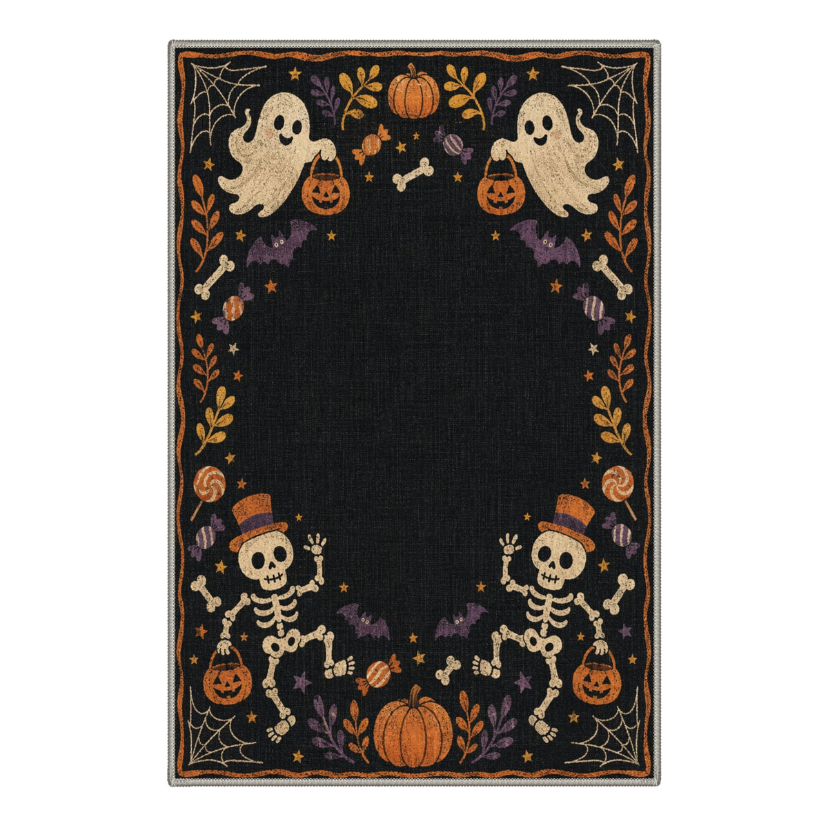 GENIMO 2'x3' Halloween Doormat, Washable Non Slip Soft Vintage Witch Outdoor Door Mat for Front Door Covered Porch Patio Entryway, Burnt Amber