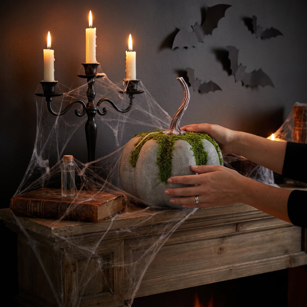 Mossy Pumpkin Decoration, Multicolor, 7.1", Halloween by Way To Celebrate
