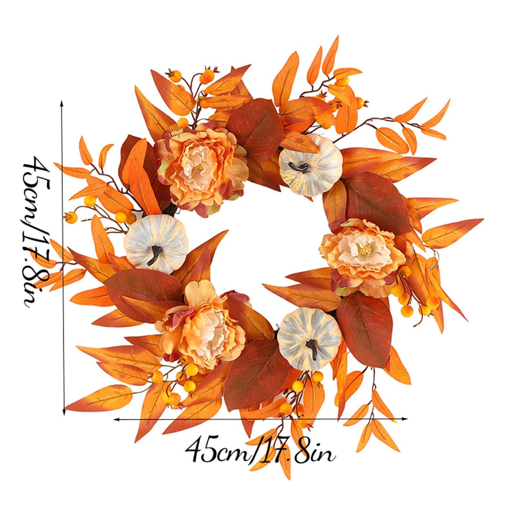 YIKA Halloween Decoration Fall Peony And Pumpkin Wreath Colorful Decorative Garland Home Decoration And Ornaments Suitable For Decoration In Multiple Scenarios F3Halloween Yard Decor