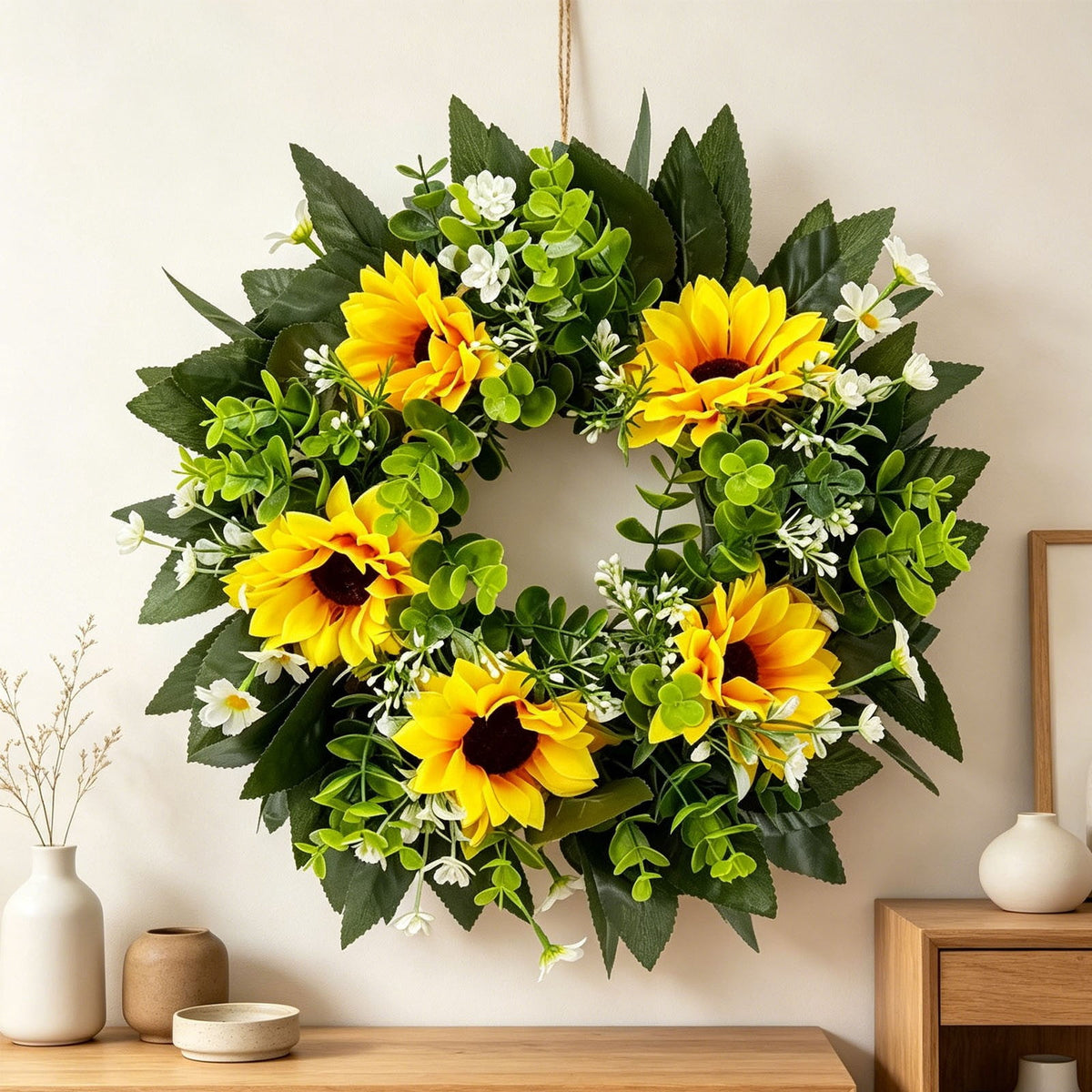 Rijanmt Decorative Plastic Easter Day Wreath, Multicolor