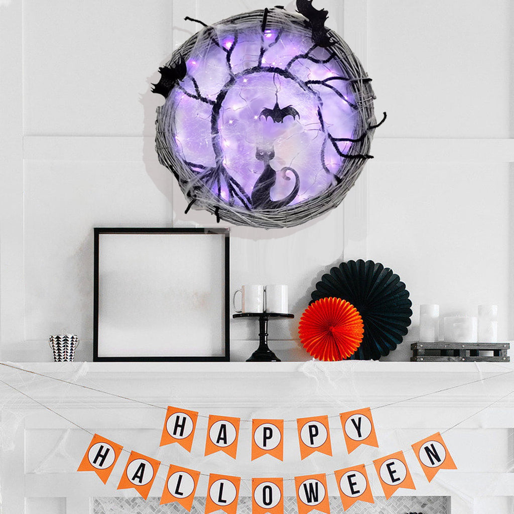 Fankiway Halloween Wreaths for front door, Halloween Black Flower Wreath Wall Door Hanging Festival Party Decor, Halloween Outdoor Wreath, Halloween Decorations