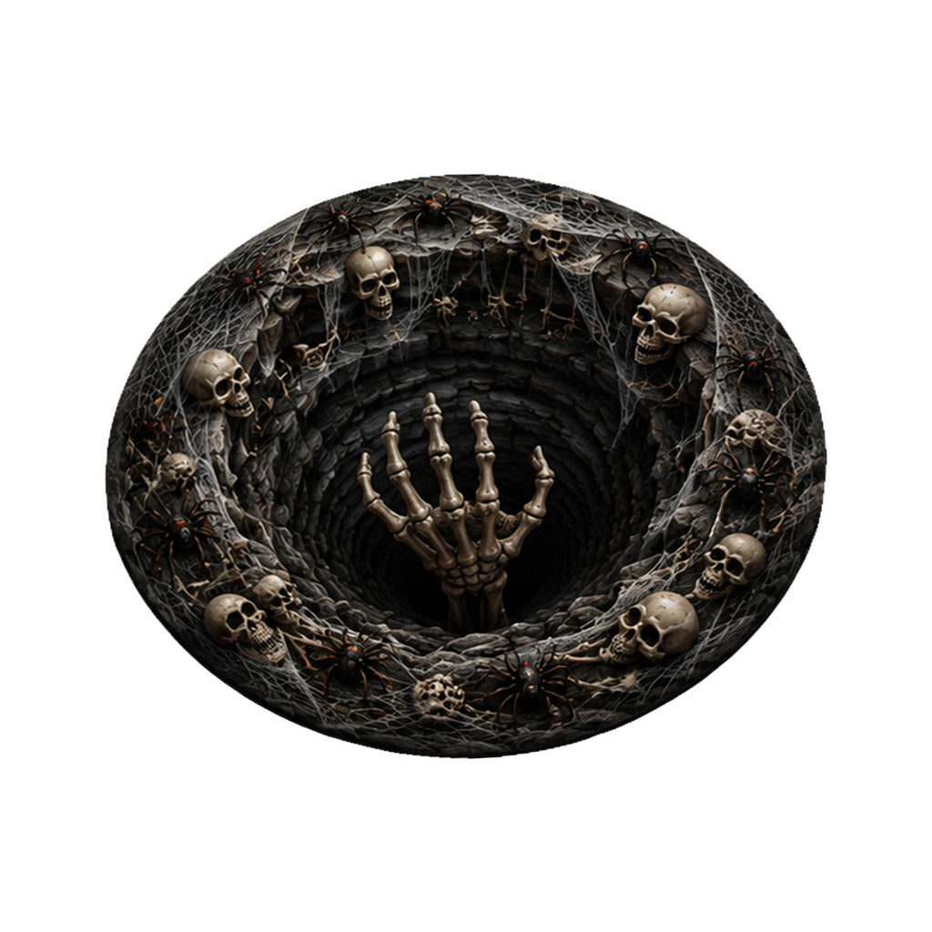 Win s Way 3D Illusion Round Halloween Rug Optical Illusion Doormat Non- Washable Entryway Decor Spooky Fall Front Door Mat for Party Decoration Available in 15.8/23.6/31.5 Inch