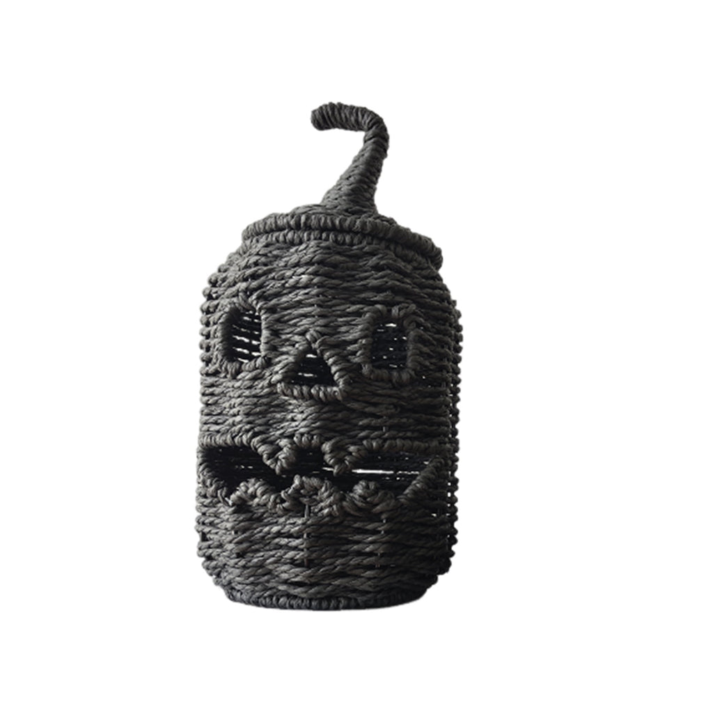 THOPBPRK 2026 Black Halloween Woven Pumpkin Jack-O'-Lantern, Halloween Decorations Pumpkin, USE LED Candle, Rattan Fall Halloween Decor for Home, 1Pack 11.8 Inch A