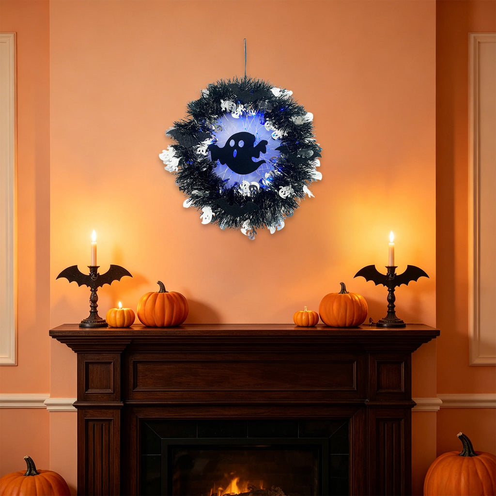 Hotyverty Halloween Wreath for Front Door, 13.77 Inch, Skull With Black Bow Wreath Halloween Decorations For Covered Outdoor Door & Farmhouse Gothic Home Ornament