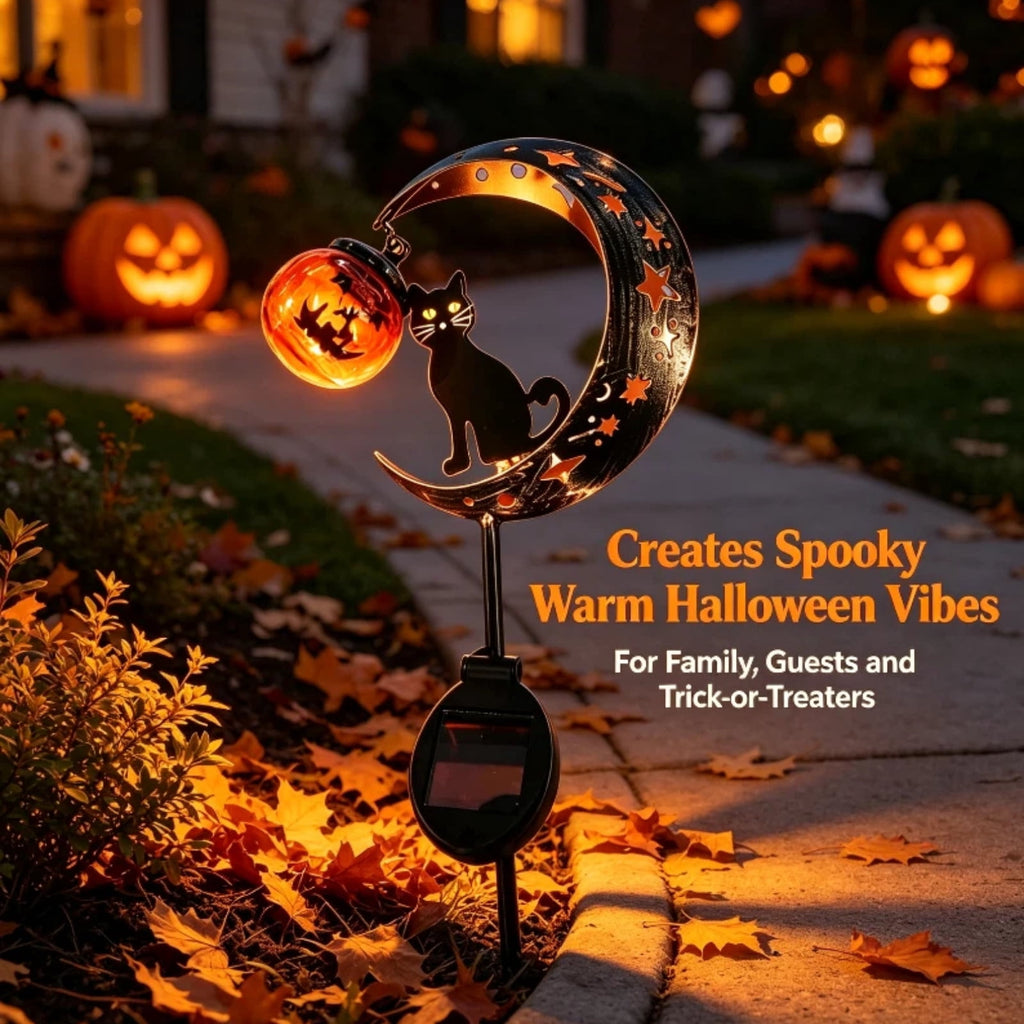 Halloween Solar Garden Stake Light,Metal Hanging Pumpkin Lantern Waterproof for Yard Lawn Proch