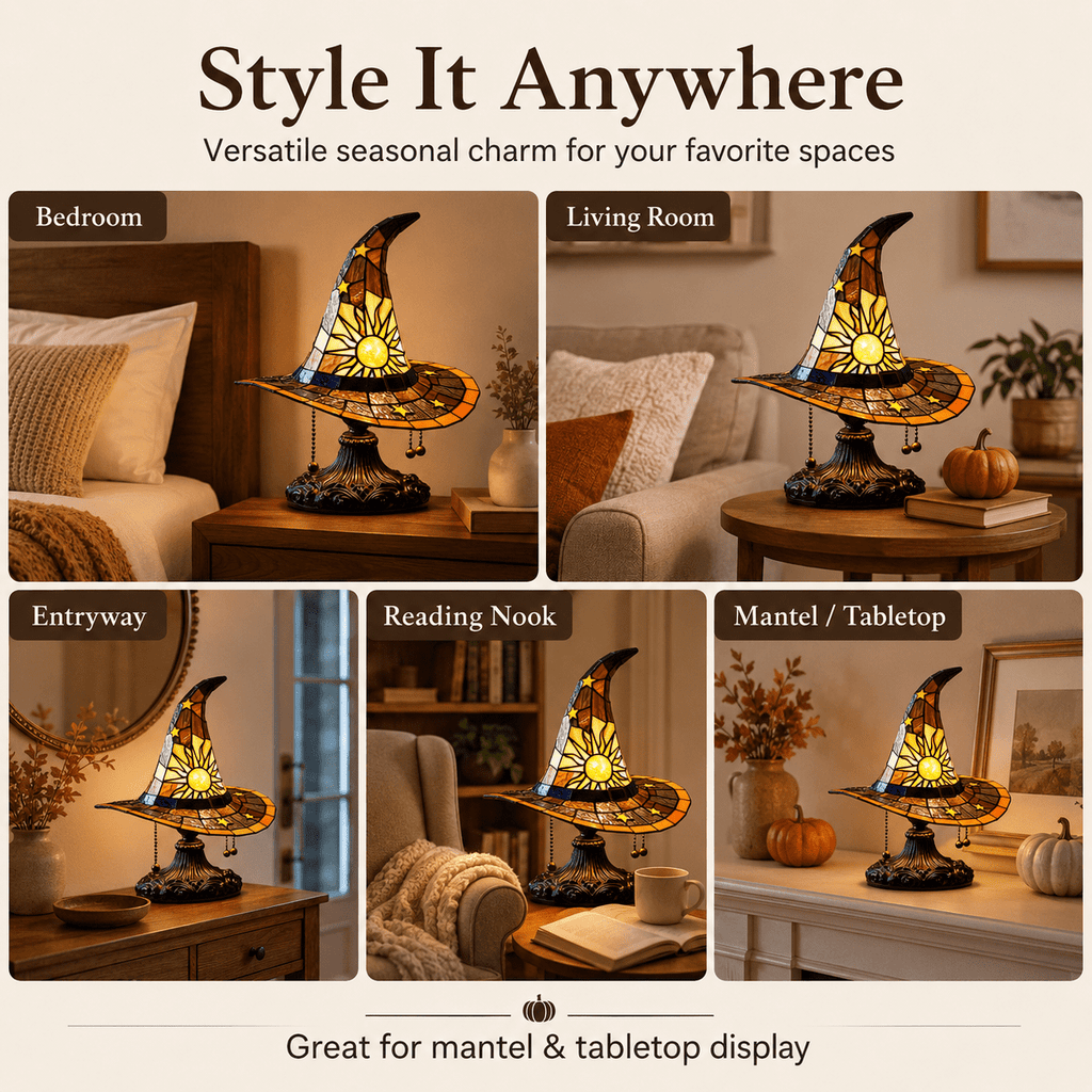 Diceymbol 11.81 Inch Halloween Ghost Night Light, Witch Hat Ghost Lamp with Jack O Lantern, Halloween Decorations Indoor for Table Mantel Party Decor