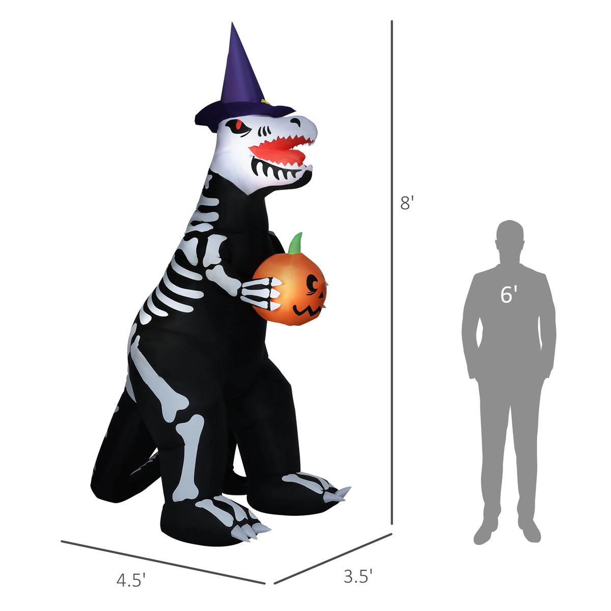 HOMCOM Halloween Inflatable Pumpkin with LED Lights for Garden Indoor Outdoor