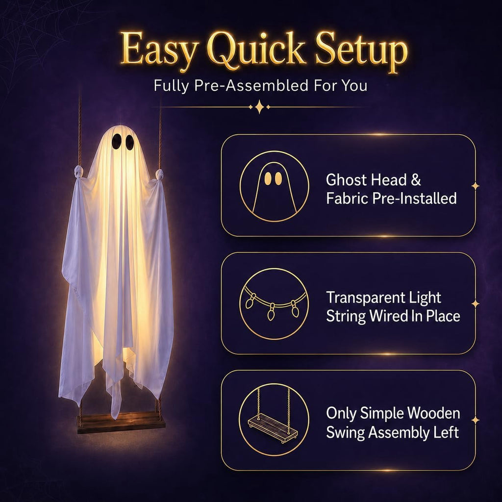Gifts Under $20 Ghost Campfire Night Light, Flickering Flame Nightlight, Halloween 3D Cute Spooky Marshmallow Ghost Decoration for Bedroom, Spooky Season Home Halloween Decor for Ki*ds Adults