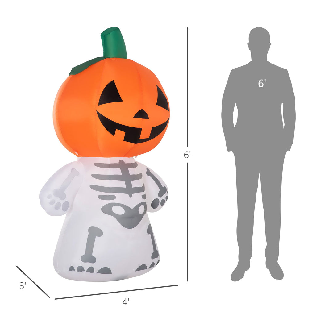 HOMCOM Halloween Inflatable Pumpkin with LED Lights for Garden Indoor Outdoor
