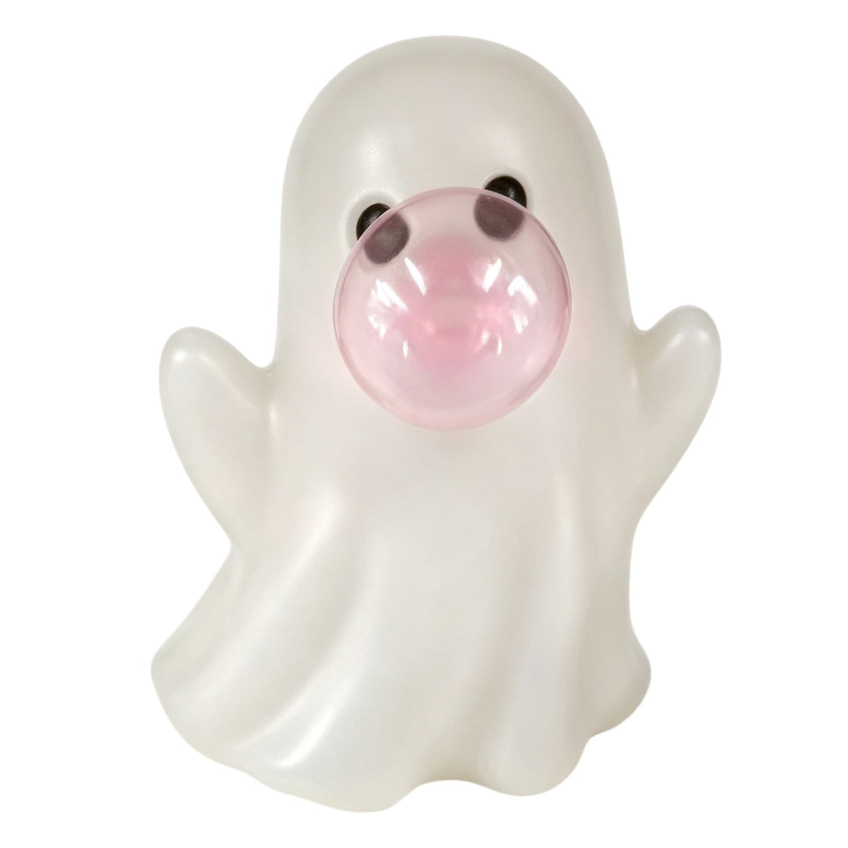 Halloween Ghost Figurine, Ghost Girl with Pink Bow & Hot Drink, Funny Ghost Statue Halloween Decor for Gift, Cute Spooky Tabletop Ornament for Home, Mantle, Desk & Party Decoration