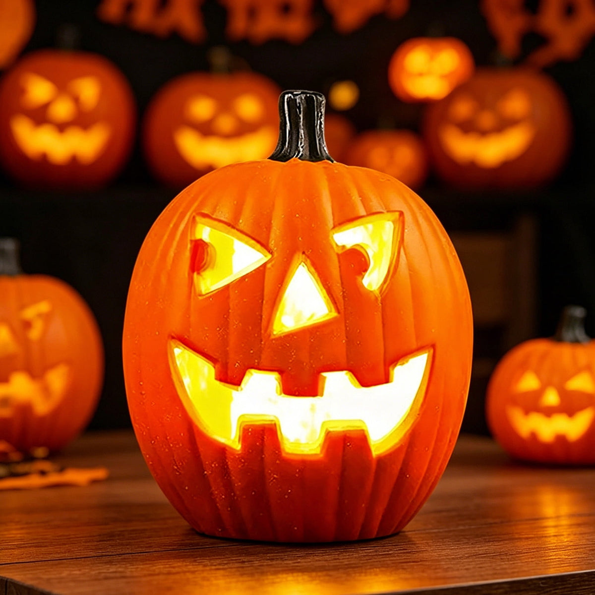 Large LED Lighted Halloween Pumpkin, Weather-Resistant Blow Mold Jack O Lantern Decoration for Outdoor Yard, Porch, Storefront, and Commercial Holiday Displays