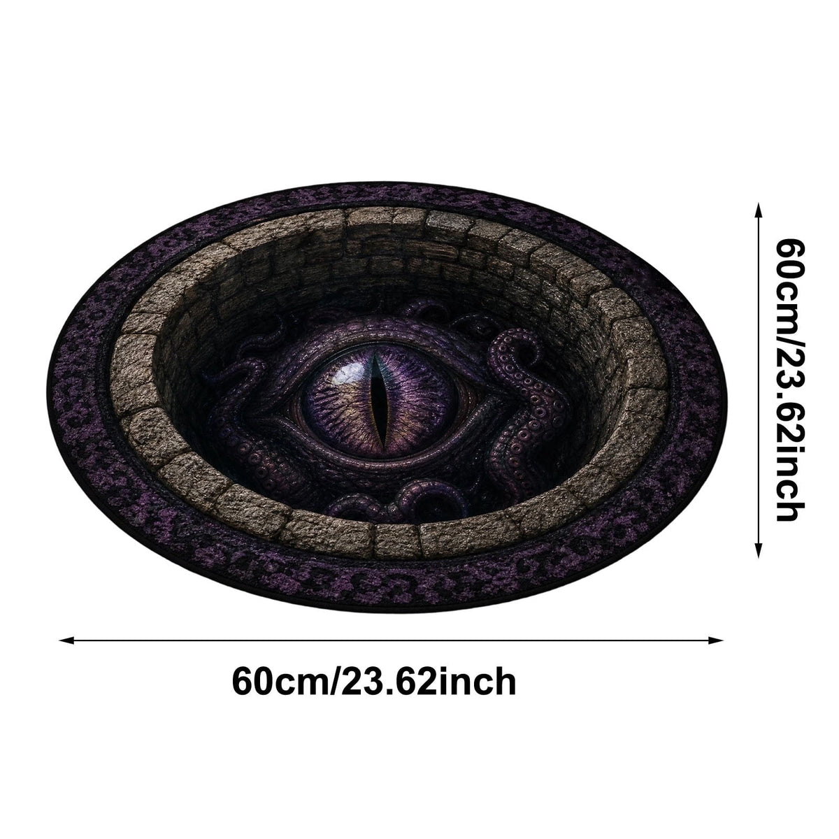 Win s Way 3D Illusion Round Halloween Rug Optical Illusion Doormat Non- Washable Entryway Decor Spooky Fall Front Door Mat for Party Decoration Available in 15.8/23.6/31.5 Inch