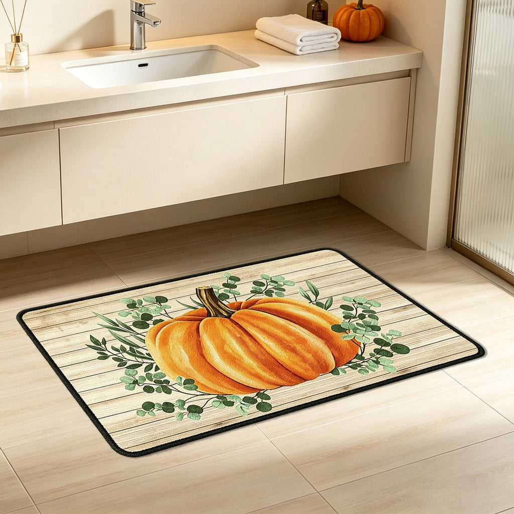 Yhmxh Fall Pumpkin Decorative Door Mat, Autumn Harvest Welcome Entryway Rug, Non‑Slip Absorbent Front Doormat, Seasonal Floor Mat for Indoor Outdoor Halloween Home Decoration 15.7x23.6 Inch