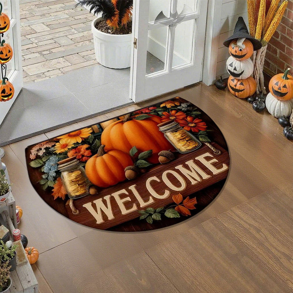 JoyMoreHome Fall Welcome Doormat, Fall Leaves Front Door Mat, Indoor Outdoor Entrance Floor Mats, Non-Slip Washable Thanksgiving Halloween Home Decor Mat