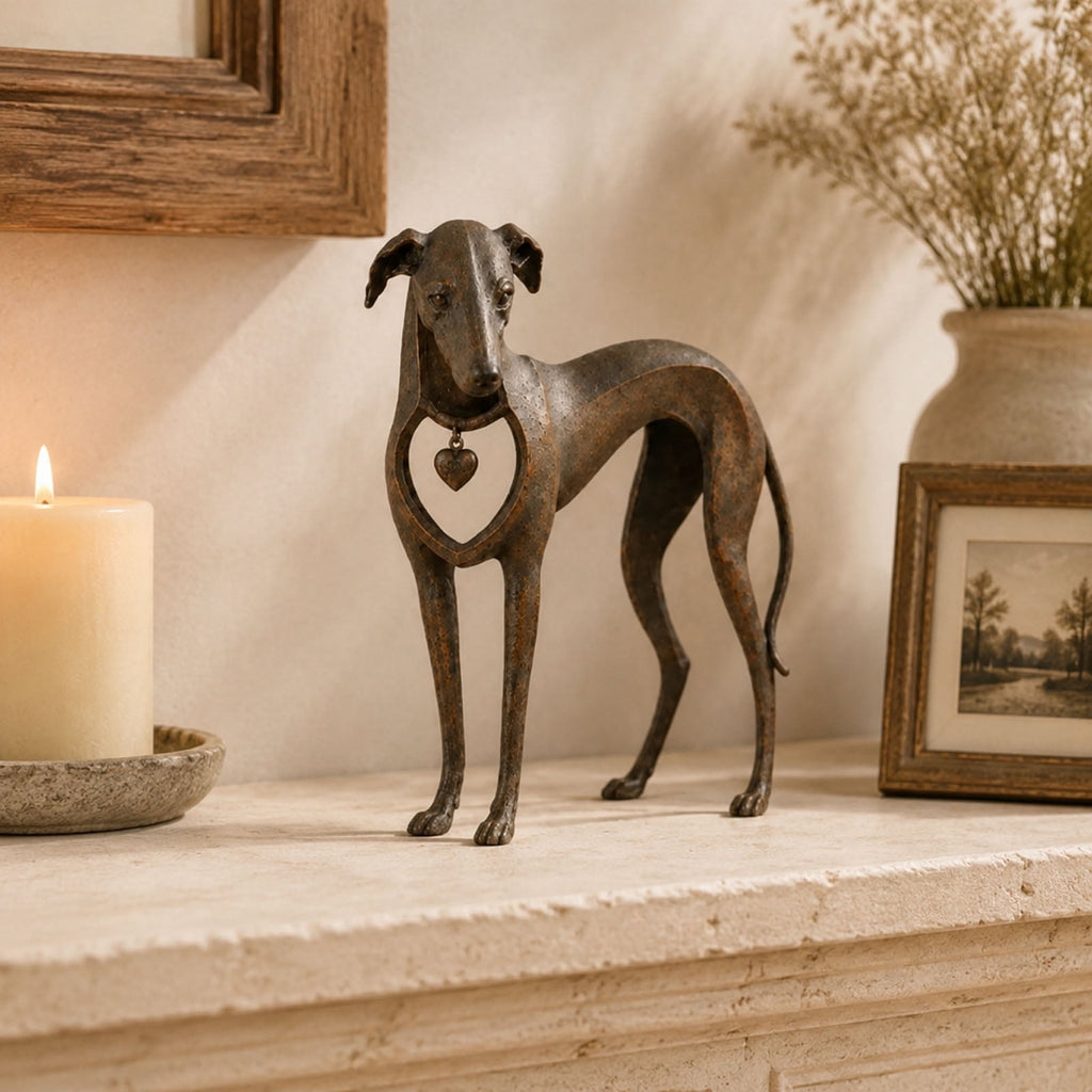 Dachshund Statue 9", Rusted Metal Dog Sculpture for Garden Yard, 1 Pack