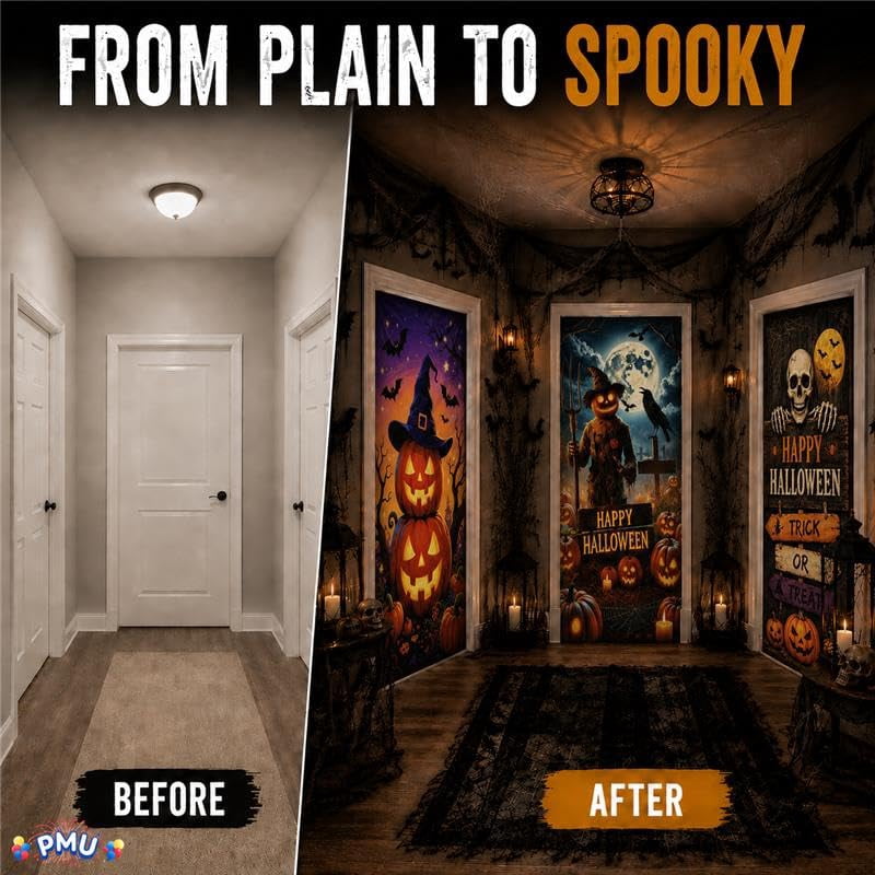 PMU Halloween Bathroom Door Cover, Halloween Decor, Door Decor