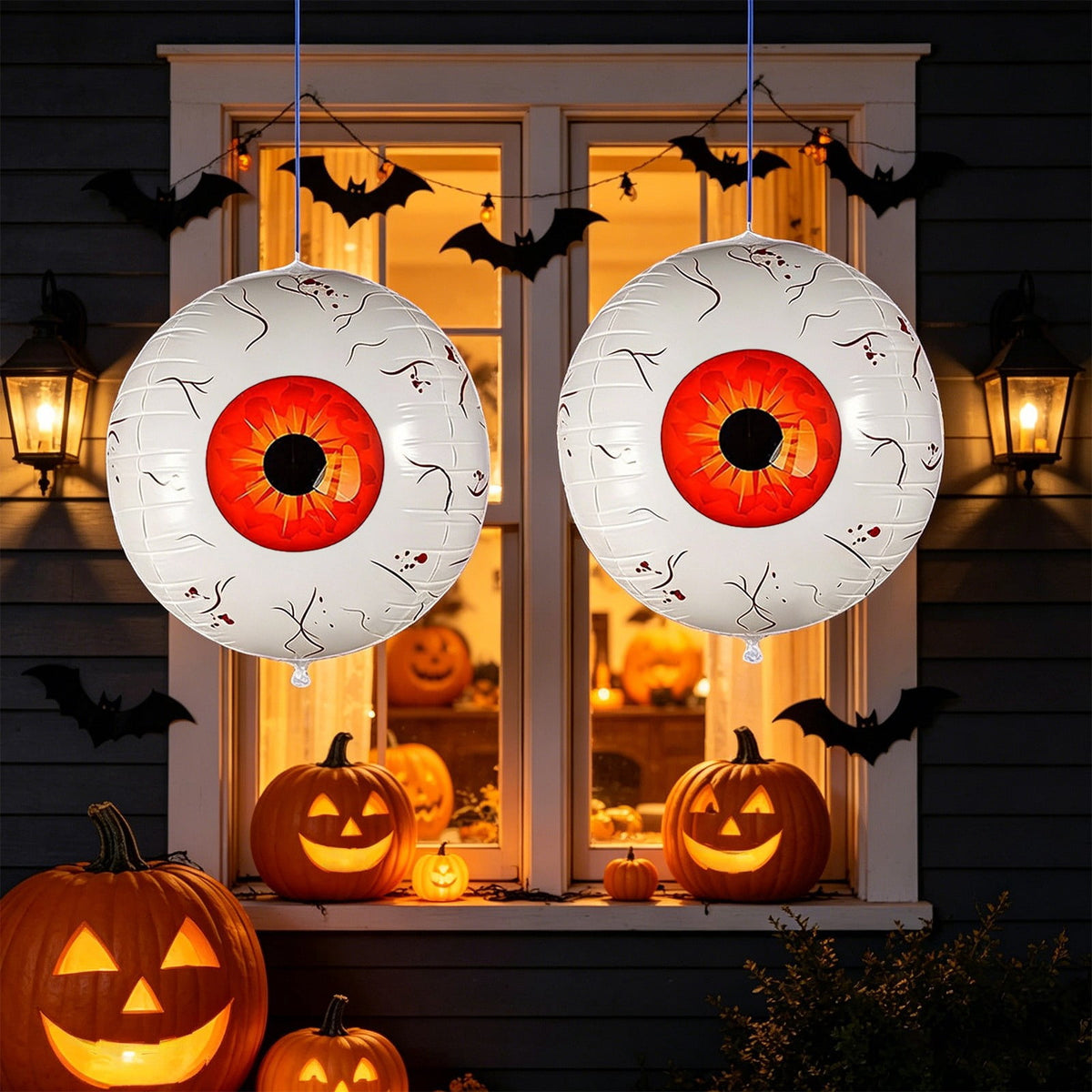 Halloween Decoration Outdoor Clearance Under $5.00!2PCS Halloween Inflatable Eyeball Decorations Bloodshot Eyeball Balloons Set Hanging Horror Eye Ornaments For Halloween Yard Window Party Decor