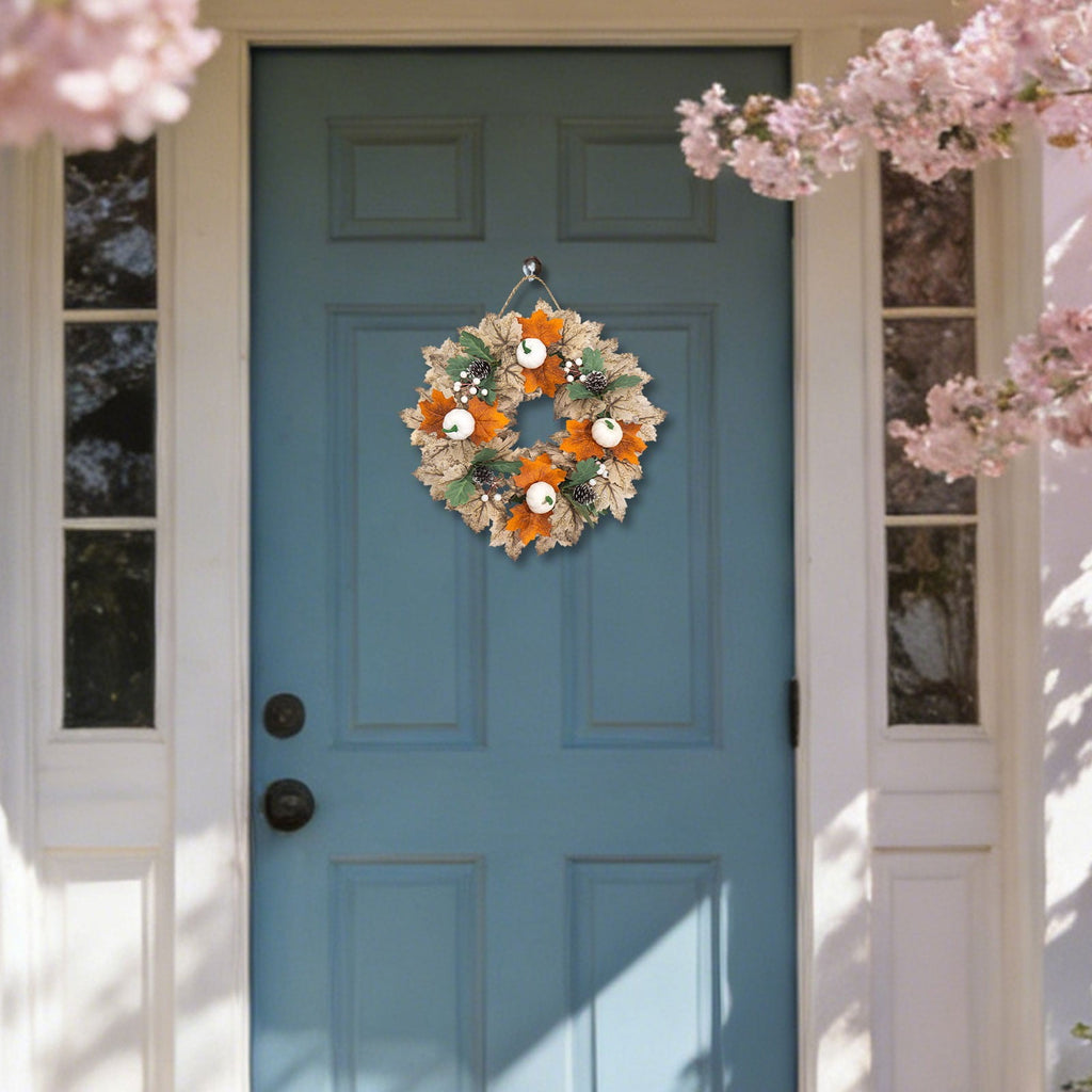 Fall Wreaths for Front Door, Farmhouse Autumn Wreath with Pumpkin Decorations, Fall Door Wreath Outdoor Indoor Thanksgiving Harvest Fall Decor