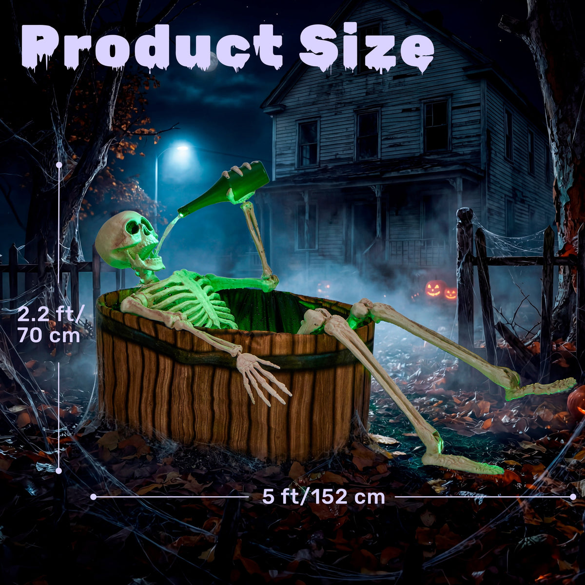 Joyfy 6.2 FT (74.8") Halloween Decoration Outdoor Animatronic Ghost Doctor, Sound Activated Life-Size Standing Ghost with Rotating Head, LED Eyes & Lantern, for Scary Haunted House,Yard Decor