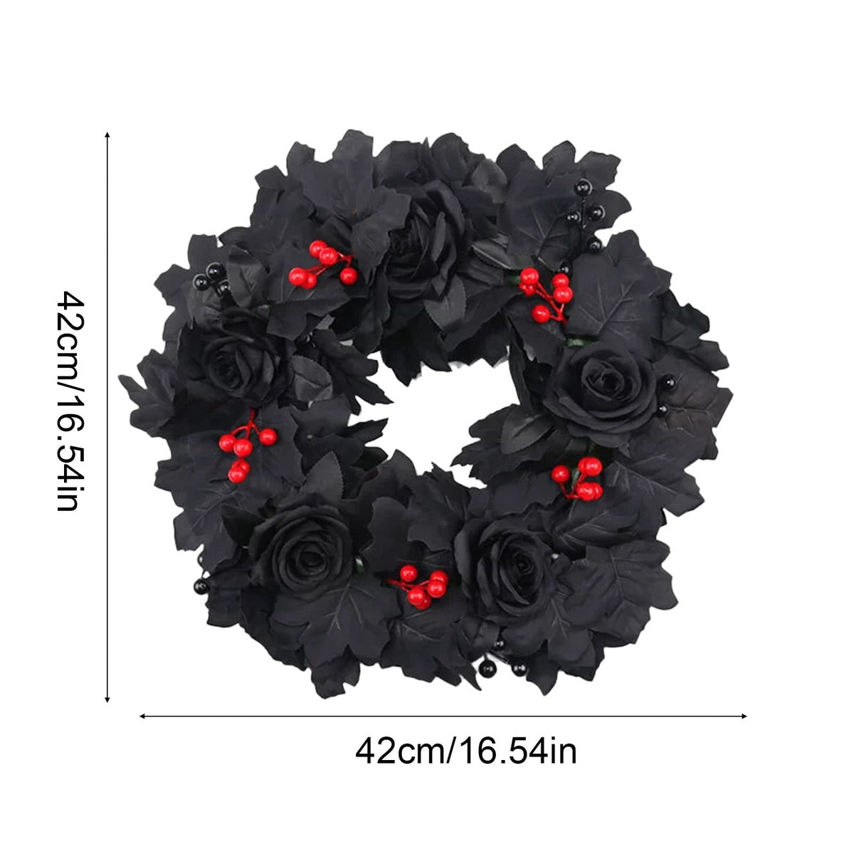 WWC Halloween Wreath, Artificial Silk Bats And Skulls Wreath, Gothic Halloween Decor for Fall Party Front Door Porch Mantel