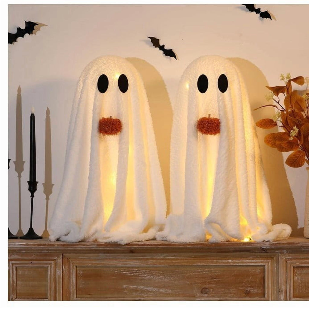 Fwttom Ghost Night Light, Halloween Lights Cute Ghost Reading Book Lamp, Halloween Decorations Indoor Light Up Ghost Statue Ghost Light for House Mantel Bedside