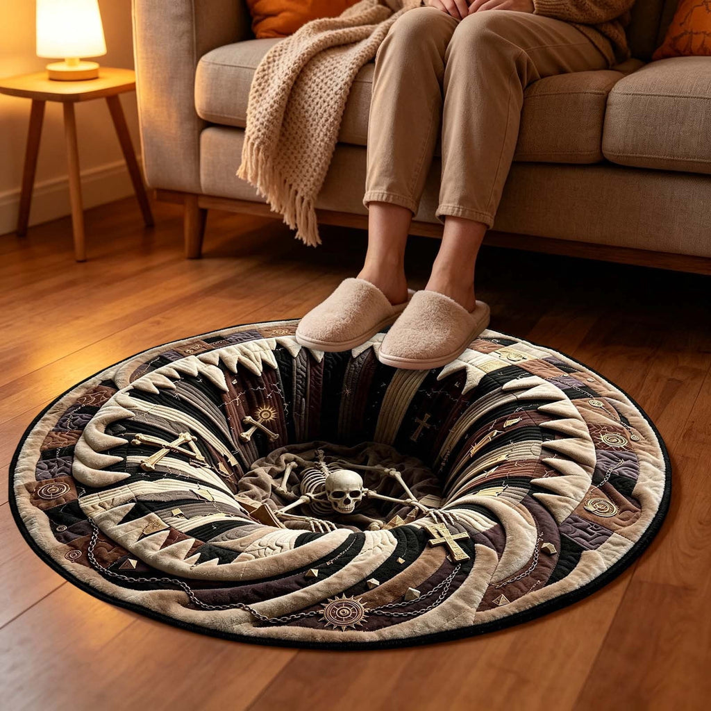 Win s Way 3D Illusion Round Halloween Rug Optical Illusion Doormat Non- Washable Entryway Decor Spooky Fall Front Door Mat for Party Decoration Available in 15.8/23.6/31.5 Inch